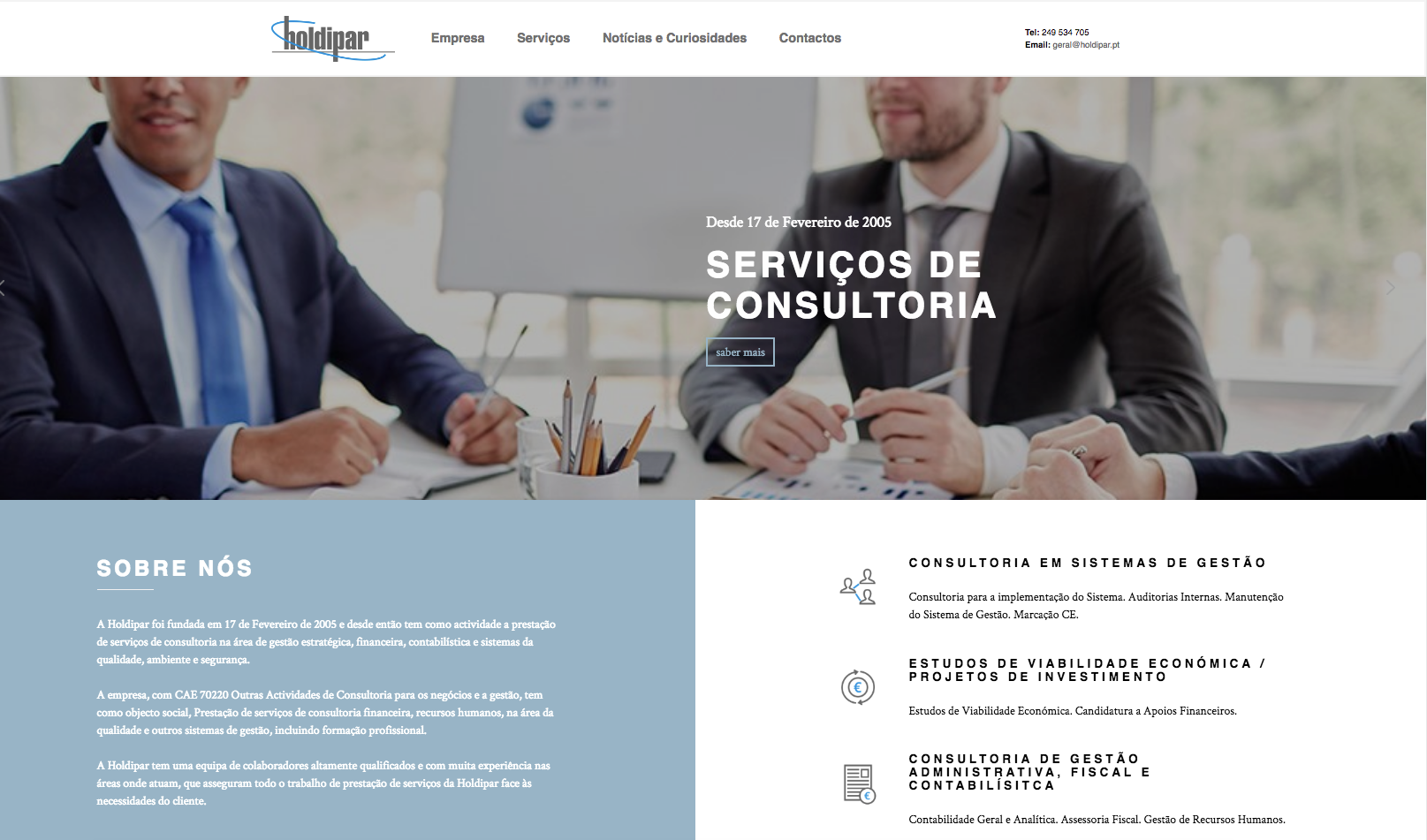 Novo website Holdipar